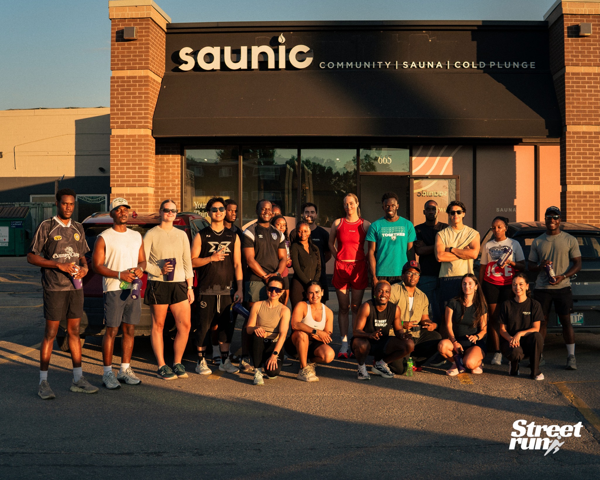 Street Run Club community group outside Saunic in Winnipeg